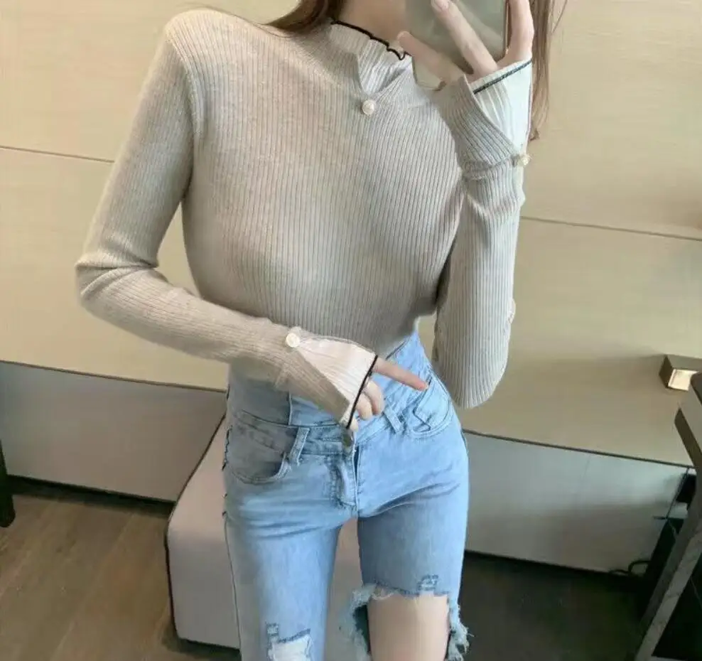 Woherb кружевной пуловер с нашивками универсальный базовый свитер женские