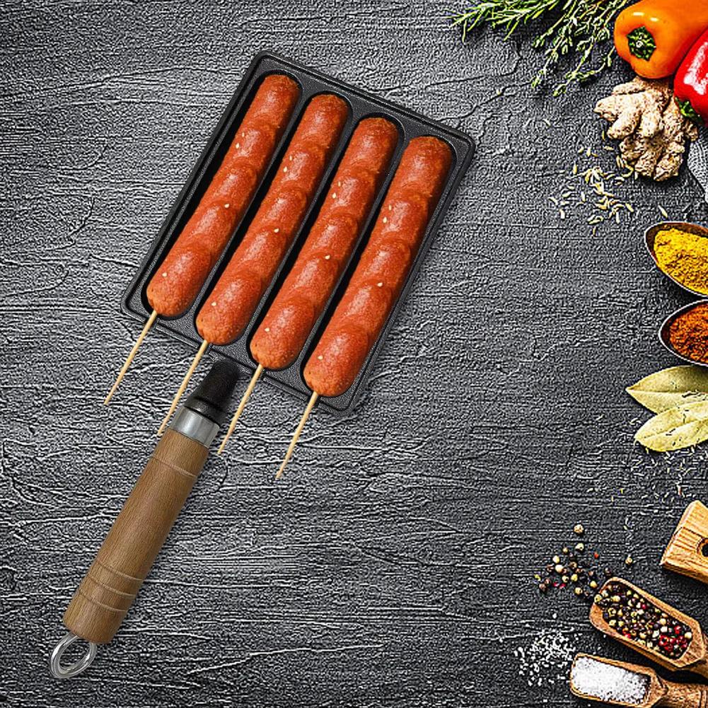 Чугунная предварительно приправленная кастрюля с деревянной ручкой Инструмент