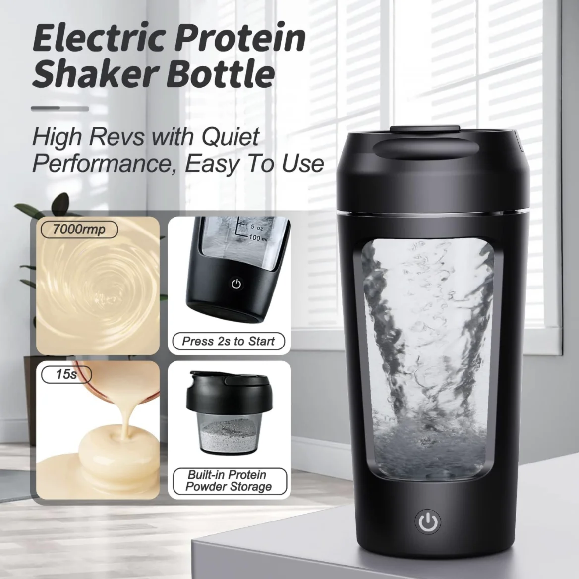 

650ml USB Electric Portable Whey Protein Shaker bottle Fully Automatic Stirring Cup Rechargeable Gym BA Free Cocktail Blend