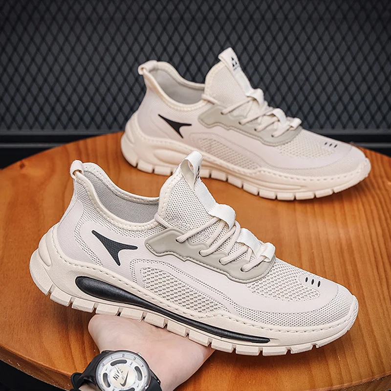 

2023 Summer Hollow Casual Men Shoes Breathable Student Low-top Fly-woven Sports Shoes Trendy Mesh Outdoor Male Running Sneakers