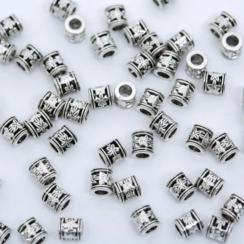 

100pcs Antique Tibetan Silver Spacer Metal Beads For Jewelry Making Diy Bracelet Acessories Needlework Supplies 6mm