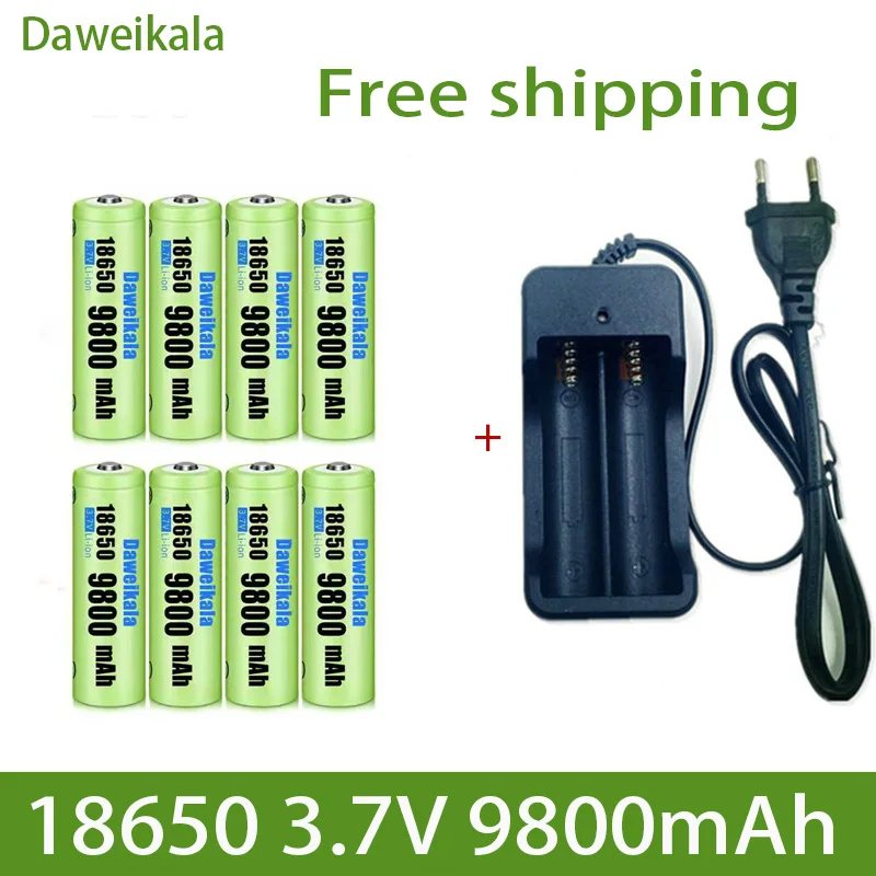 

18650 Battery Rechargeable Battery 3.7V 18650 9800mAh Capacity Li-ion Rechargeable Battery For Flashlight Torch Battery+Charger