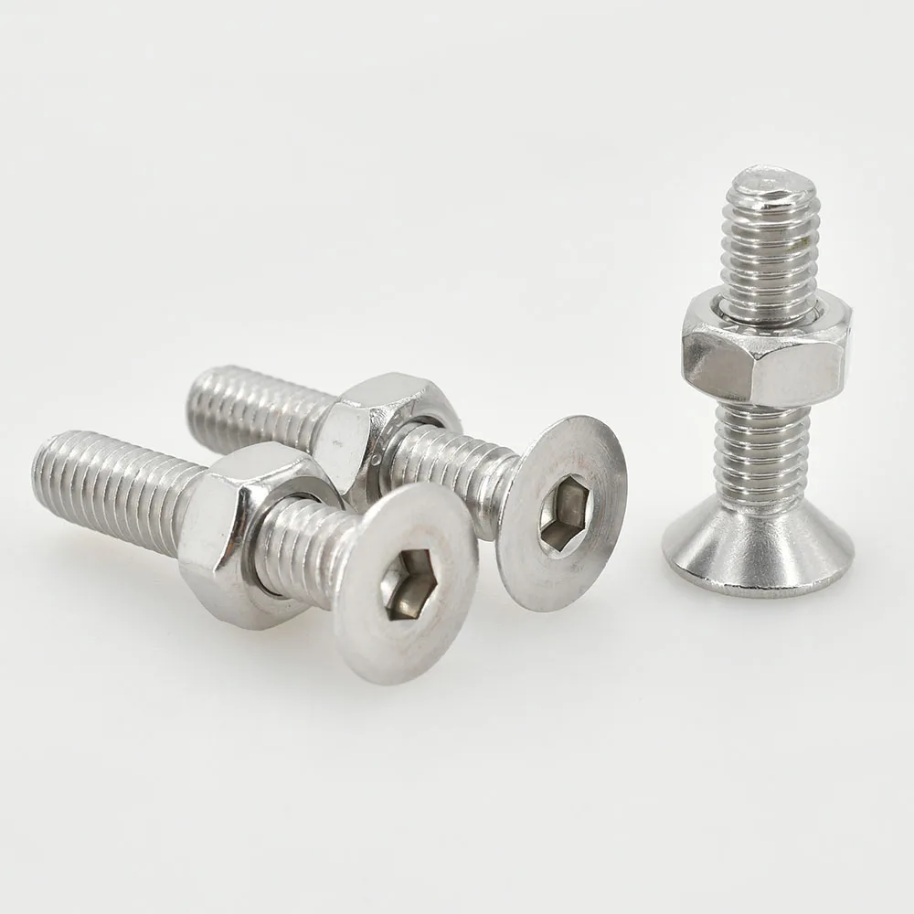 Винты с плоской головкой потайной и шестигранным углублением шестигранные винты