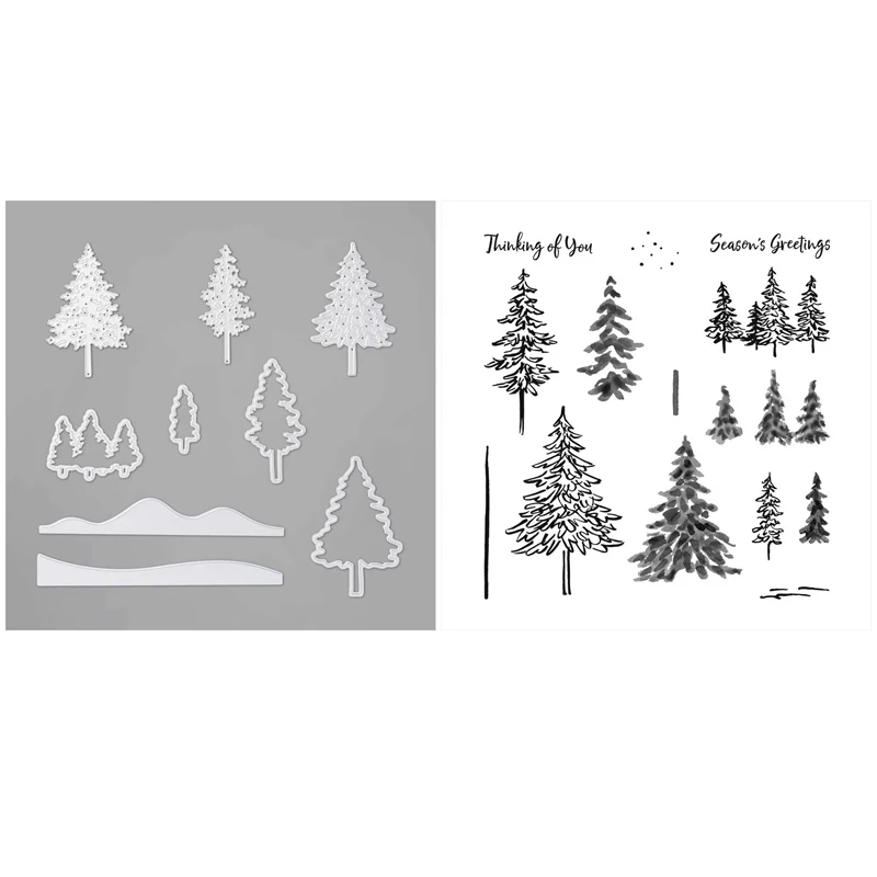 

В наборе штампов Pines и координационных штампов, штампы с изображением деревьев для поздравительных открыток сезона, бумажные штампы для творчества