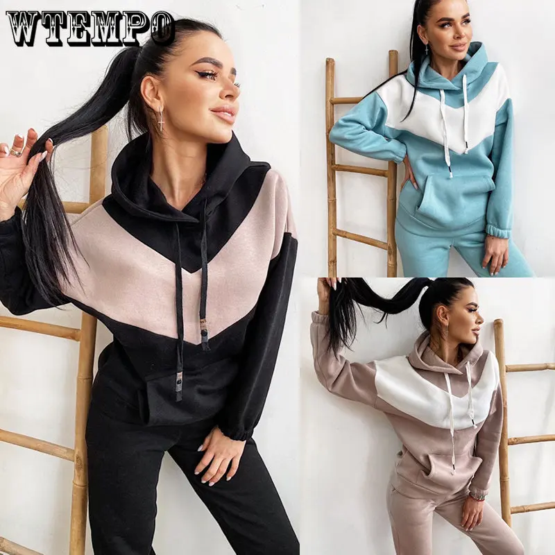 

WTEMPO винтажные утепленные брюки, женский спортивный костюм, спортивные брюки, наряды, повседневные теплые флисовые толстовки с капюшоном, ко...