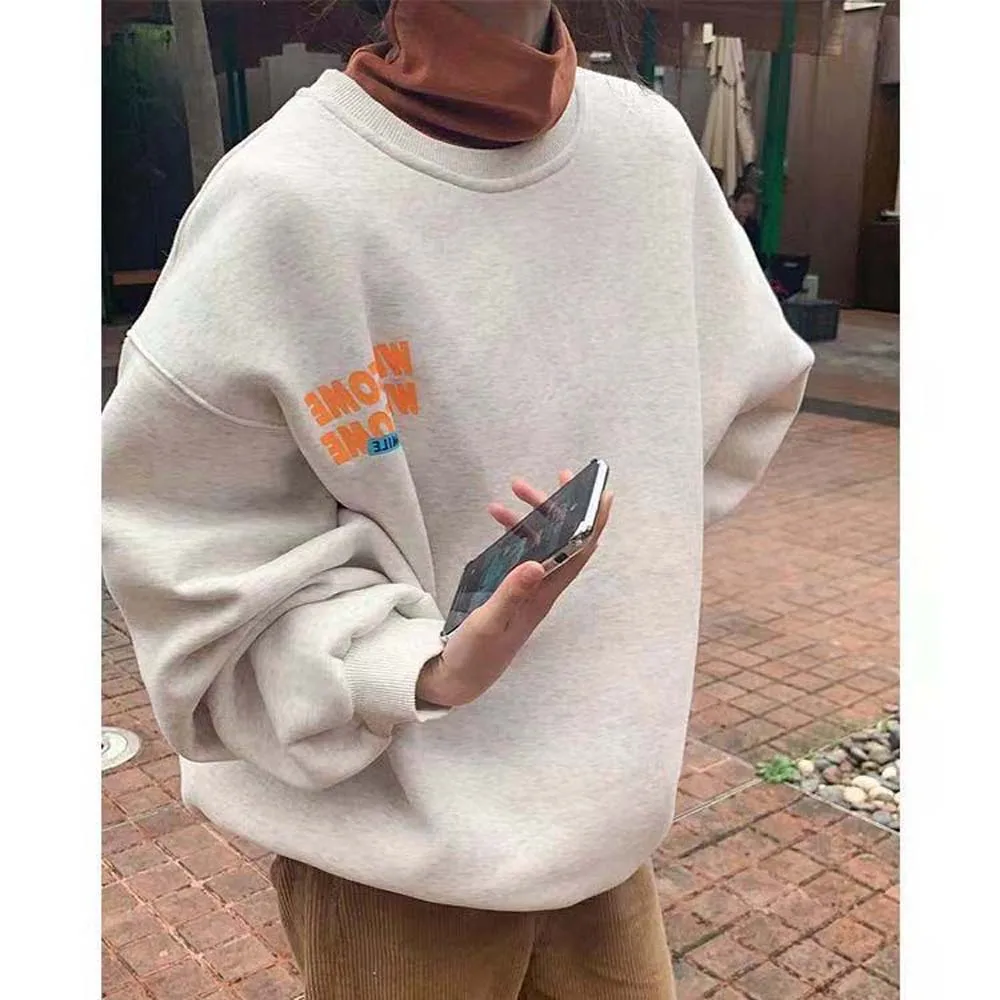 

Повседневная модная Женская толстовка с длинным рукавом, однотонный Свободный пуловер, лоскутный пуловер с круглым вырезом, минимализм, ут...