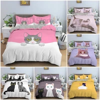 3d cartoon animal cat bedding set for childrens bedroom duvet cover set bedclothes pillowcase king twin baby size home textile