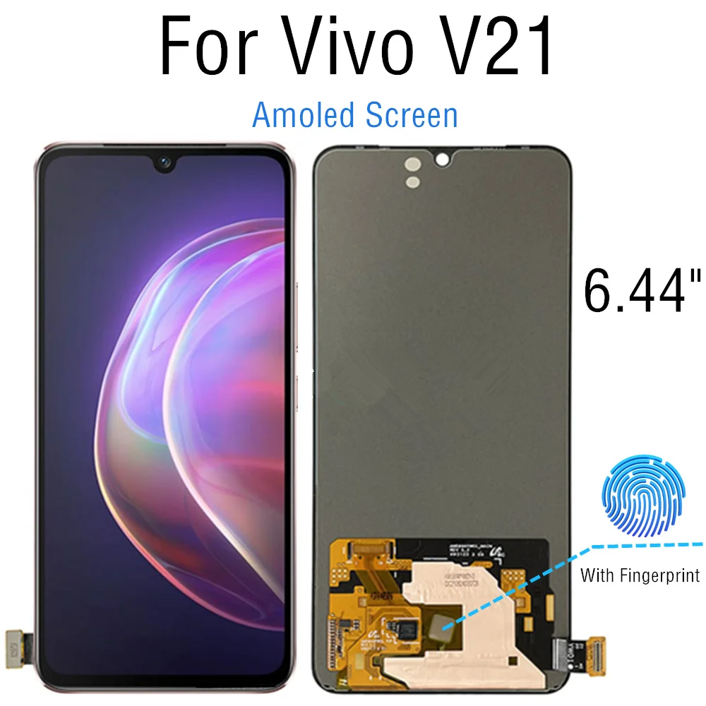

OLED-дисплей 6,44 дюйма для Vivo V21 LCD V2066, ЖК-дисплей для замены для vivo V21 V2050