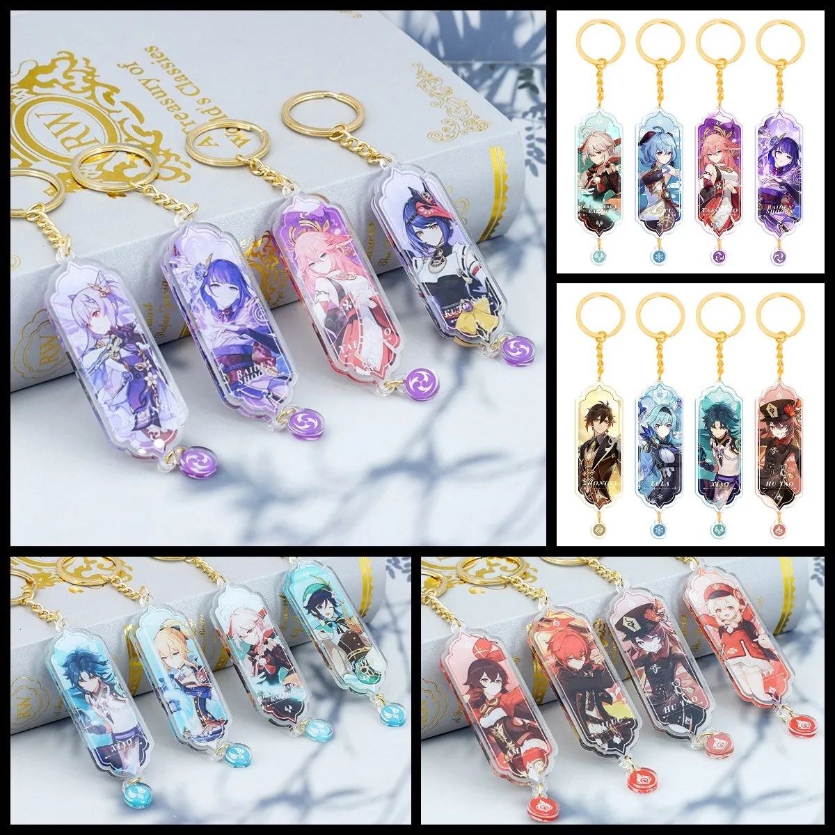 Llavero Genshin Impact de Anime, accesorios para llaveros de Kaedehara, Kazuha, Tartaglia, Yae, Miko, Raiden, Shogun
