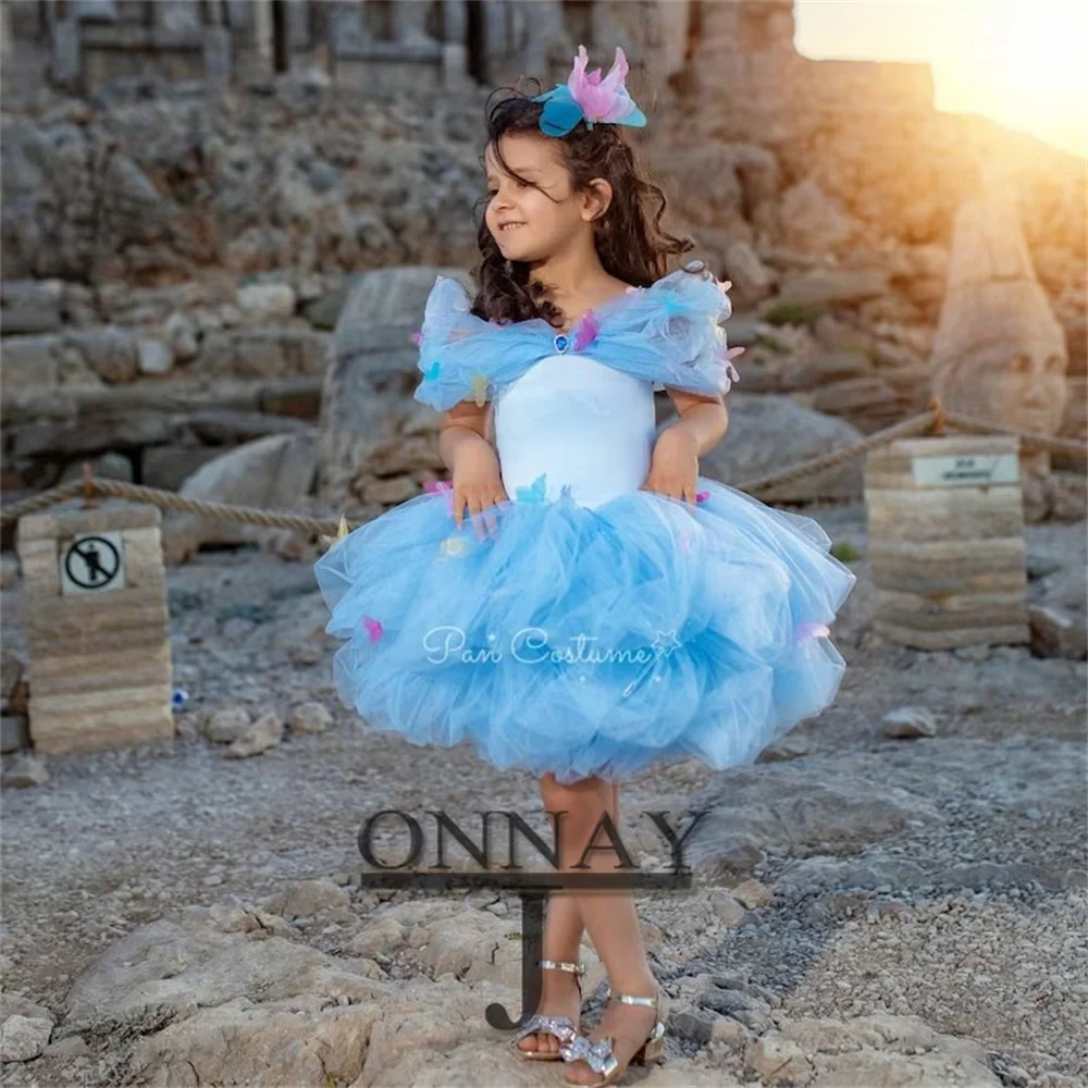 JONANY короткое многослойное платье принцессы с цветочным рисунком для девочек