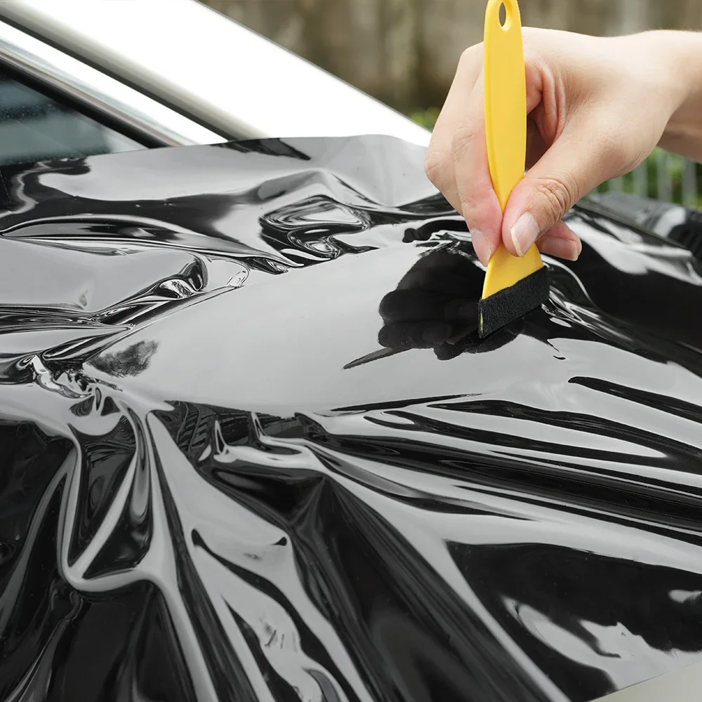 

Авто клейкая виниловая упаковочная пленка, автомобильная наклейка, глянцевая черная пленка для изменения цвета, без пузырьков, автомобильные аксессуары, интерьер, экстерьер