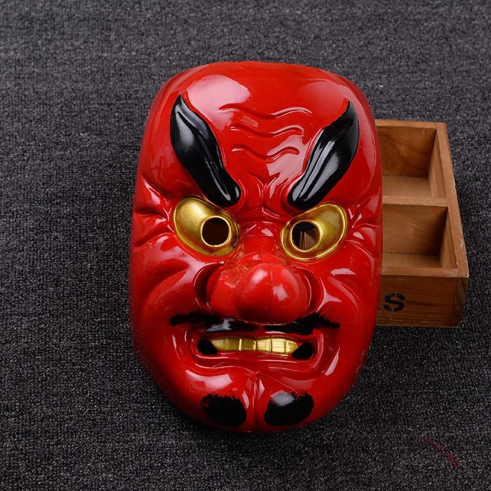 

Пластиковая маска для Хэллоуина, красная ужасная маска Tengu с длинным носом, реквизит для вечеринки самурая, товары для вечеринки