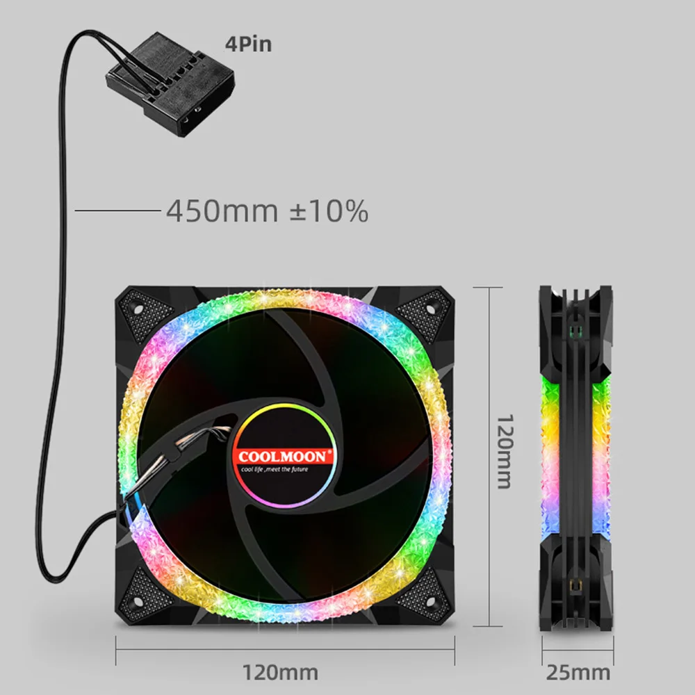 120 мм RGB светодиодный охлаждающий вентилятор с измельченными бриллиантами, вентилятор для корпуса компьютера, 12 см, радиатор, Радужный бесшумный вентилятор, контроллер кулера, Прямая поставка (art.: 3920cf4b0fccf) - 3920cf4b0fccf