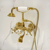 bathtubs and shower faucets wall mounted cylinder side floor shower brass titanium golden chaise cylinder faucet