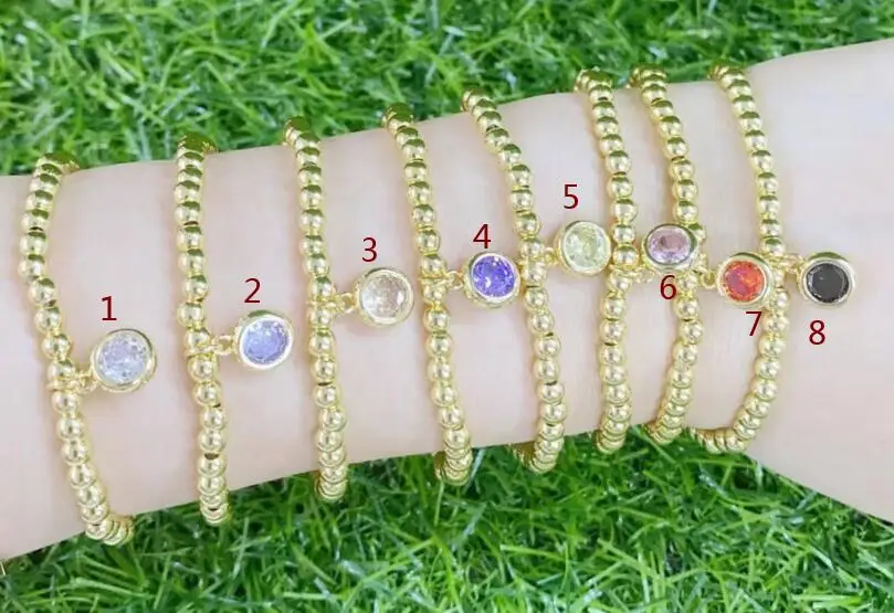 

1 шт. регулируемые золотые Медные cz циркониевые кубические циркониевые бусины эластичные браслеты cv4ez