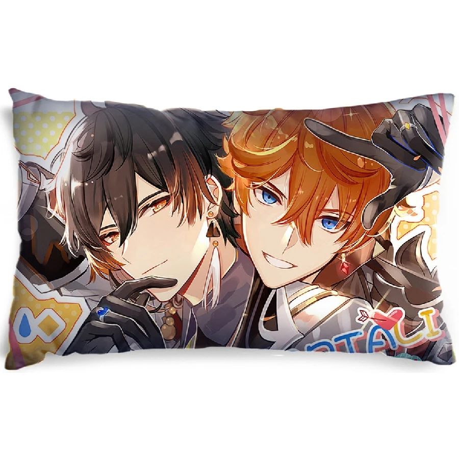 

2022 Genshin Impact Zhongli Tartaglia Couple Double-sided Hugging Body Pillowcase Cosplay Costume Throw Pillow Cover+Pillow Core