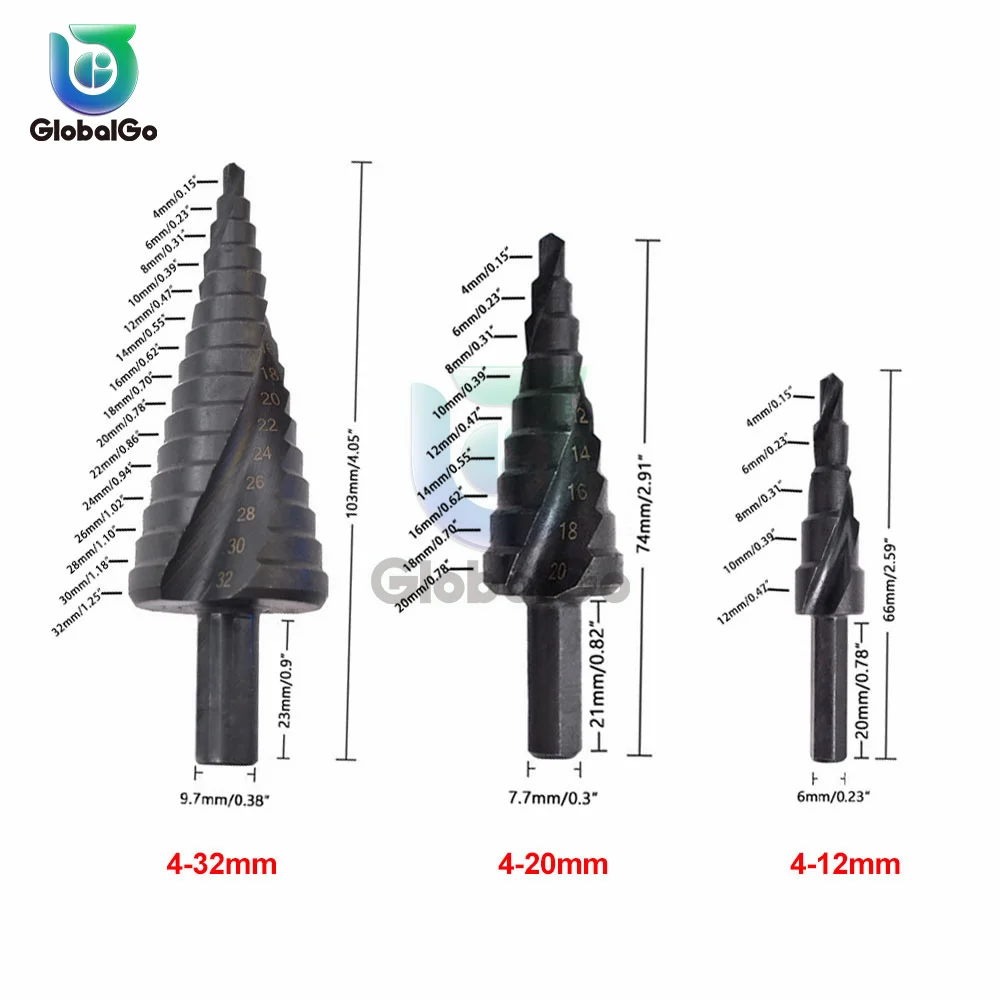 

1pc 4-12 4-20 4-32mm Pagoda Drill Hexagon Screw Drill Core Drilling Tool HSS Spiral Groove Wood Metal Hole Cutter Step Drill Bit