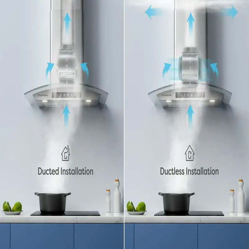 

inch 450 CFM Wall Mount Convertible Range Hood in Stainless Steel with Voice and