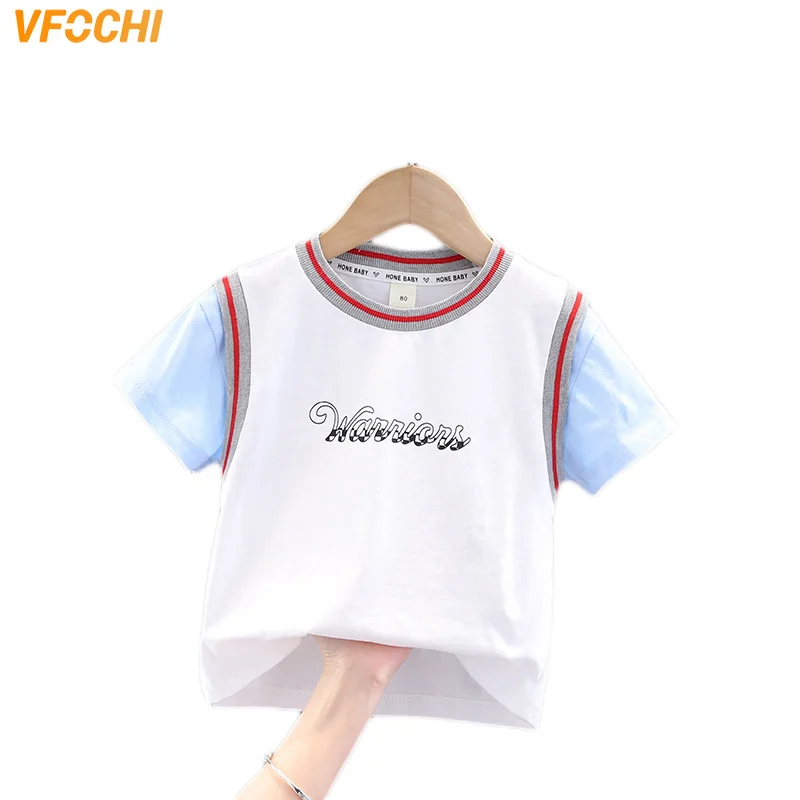 

VFOCHI 2022 New Baby Boy Summer T Shirts Pure Cotton Patchwork Tee Children Clothes Kids Toddler Tops Short Sleeve Boys T Shirts