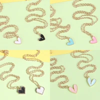 fashion personality heart shaped alloy pendant necklace for women trendy colorful love heart charm collar chains jewelry gifts