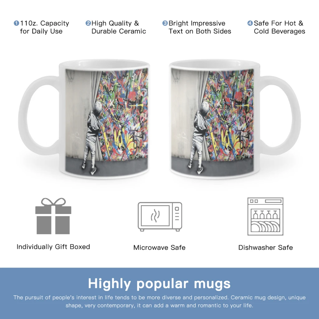 Бесплатная доставка керамическая чашка с изображением граффити на стену для