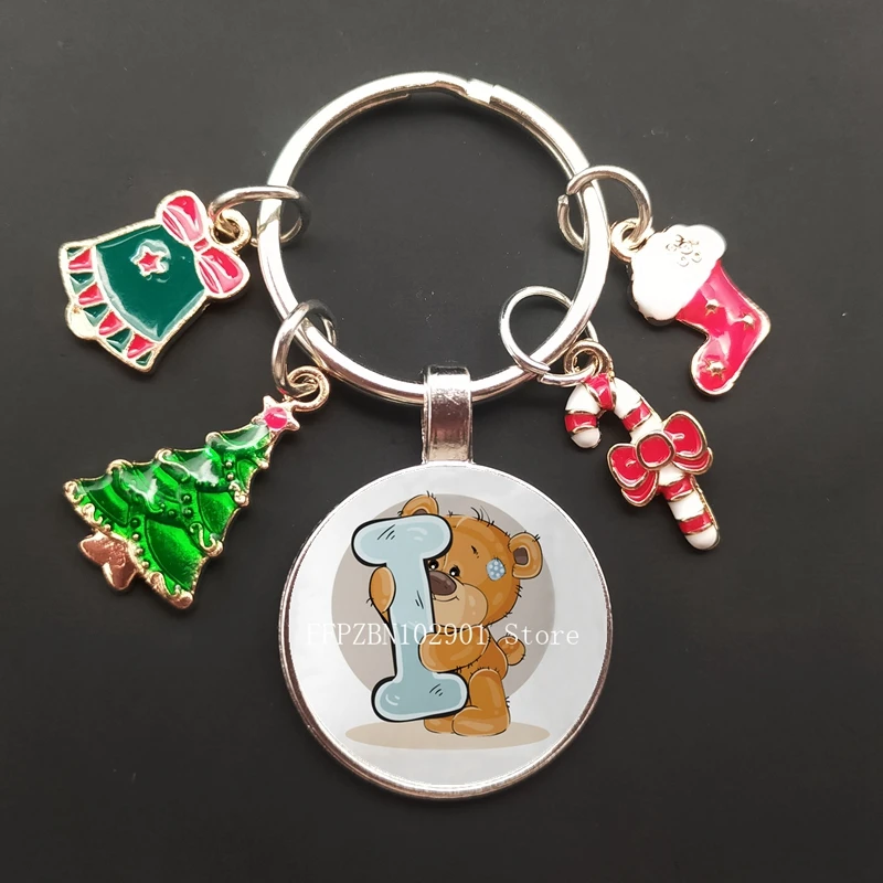 Женский брелок-кольцо со стеклянной подвеской