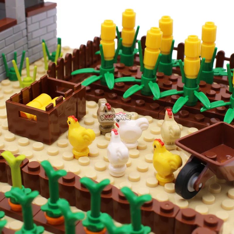 Marumine MOC Животные Блоки 20PCS Модель Кирпич Части 11602 95342 41835 Ферма Аксессуары Курица