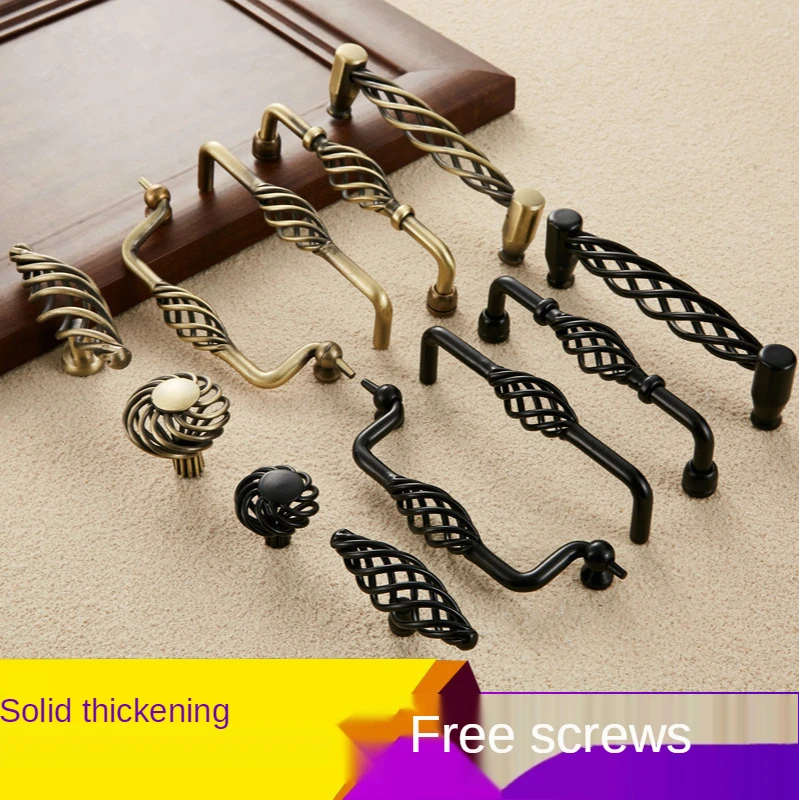 

NEW Door Knob Bird Cage Handle Iron Bird Cage Handle Classical Bronze Cabinet Drawer Wardrobe Handle Cabinet Knobs for Furniture