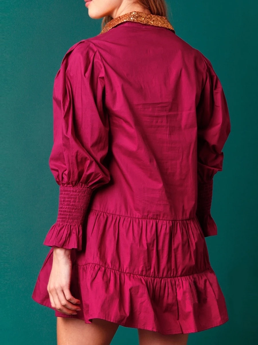 Женское рождественское платье-рубашка с блестками