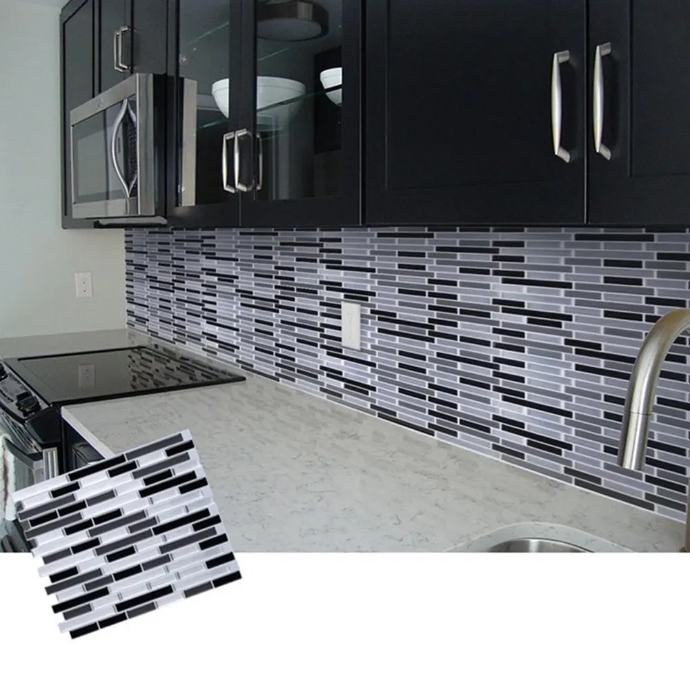 

2022 New Self Adhesive Mosaic Tile Wall decal Sticker DIY Kitchen Bathroom Home Decor Vinyl W4