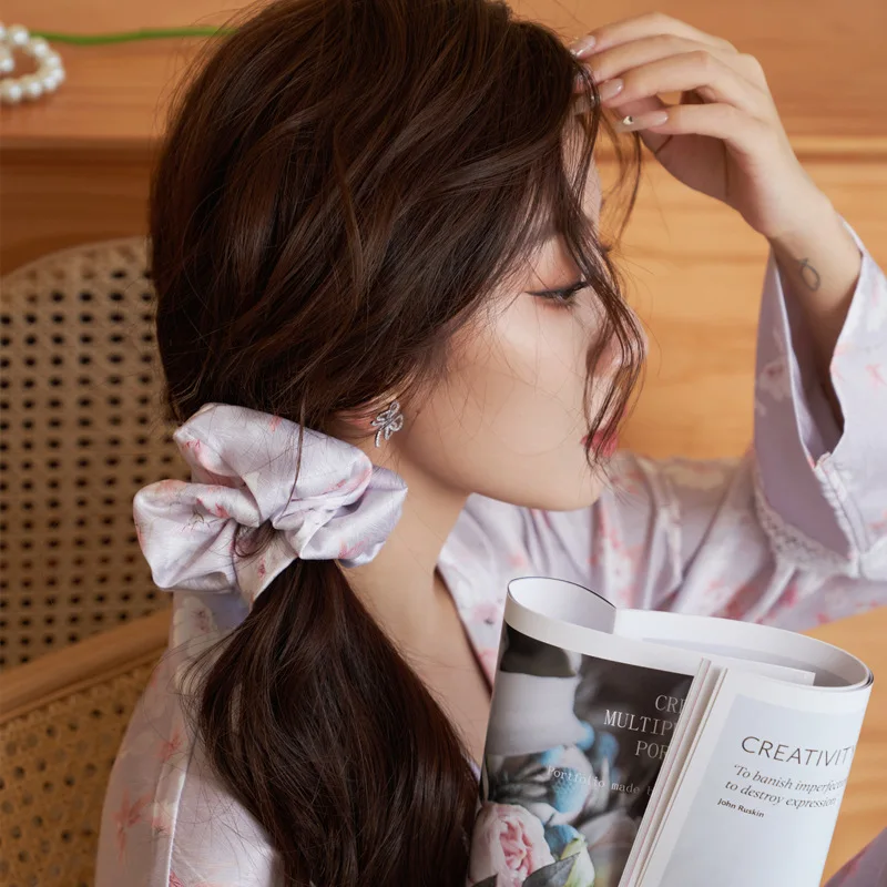 Women's 3 Piece Pajamas Sets Comfortable Floral Pijama Faux Silk Satin Pyjama Female Sleepwear Long Sleeve Shirt Pants Homewear