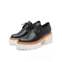 dress shoes oxford women platform shoes new womens leather lace up solid color thick soled pumps