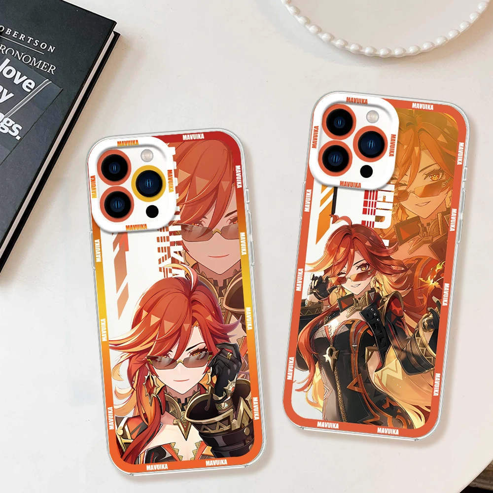 Фото Игра Genshin Impact MAVUIKA для Samsung Galaxy A 15 54 55 S23 S24 S25 4G 5G Ultra Plus Fe Cover Transparent Bezel Shell №1