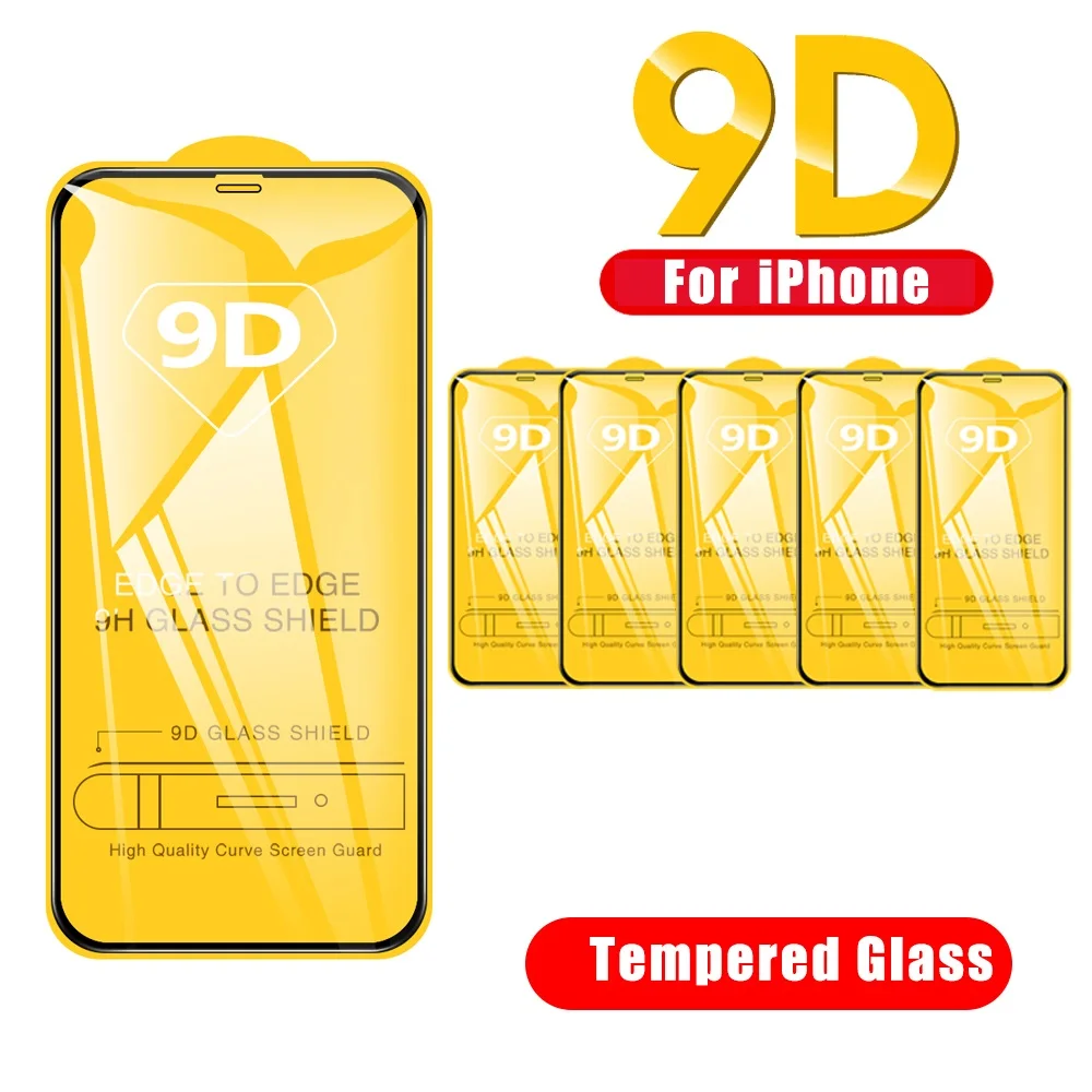 20-50Pcs 9D Tempered Glass for IPhone 11 12 13 Pro Max 7 8 Plus Screen Protector for IPhone 13 14 XS MAX X XR Full Cover Glass