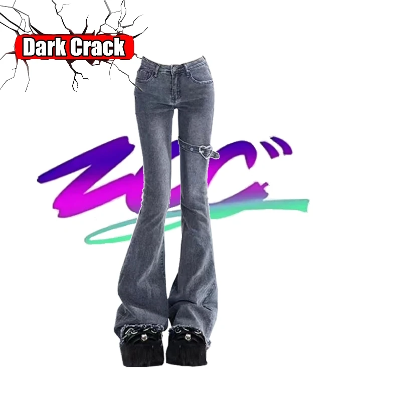 

Джинсы Y2k женские в стиле Харадзюку, винтажные узкие брюки из денима с завышенной талией, потертые серые прямые штаны из денима в стиле панк, Харадзюку, на раннюю осень