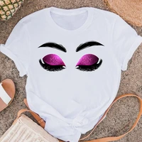 fashion eyelashes casual make up 90s trend female lady shirt t tee short sleeve graphic t shirts women wear clothes tshirt top