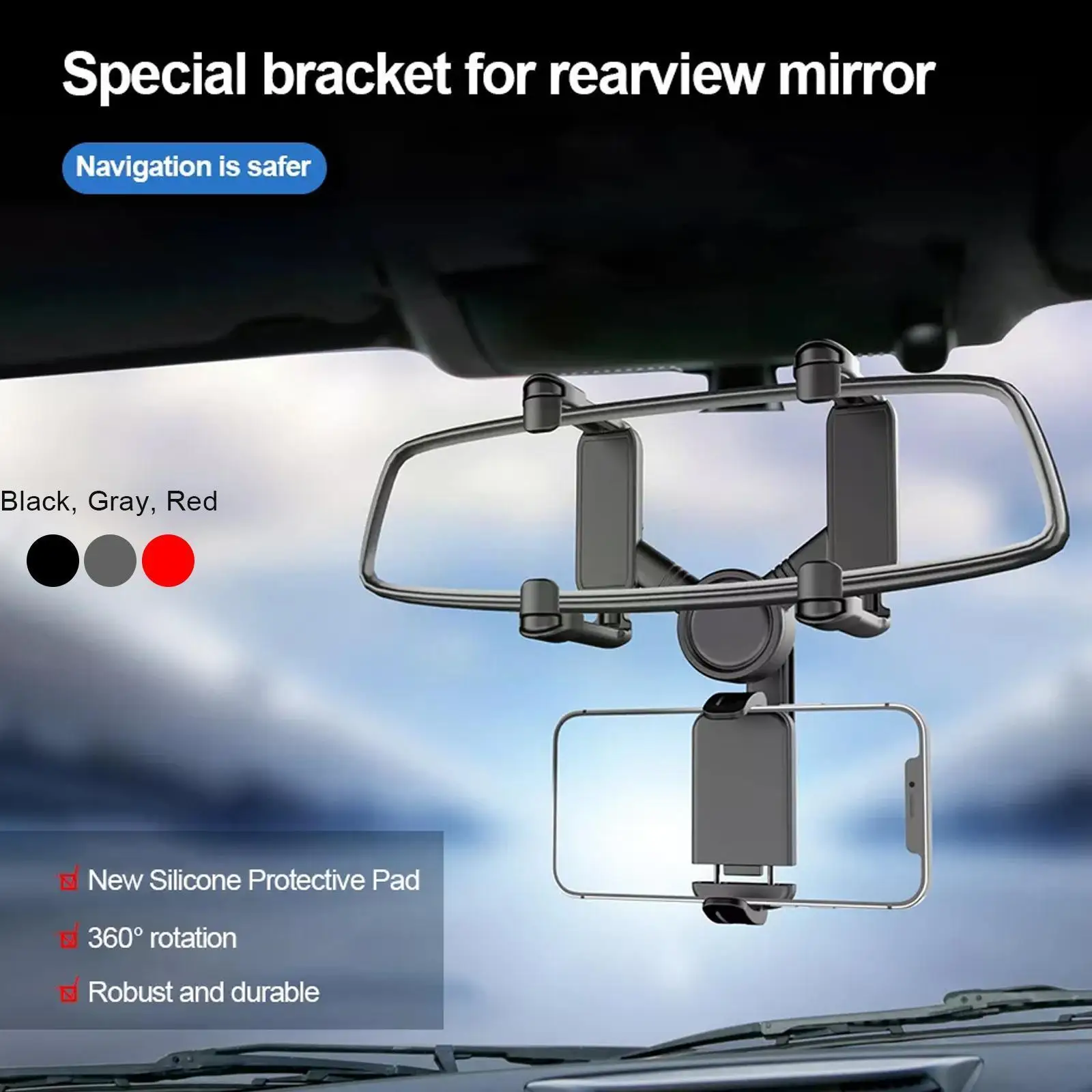 

Автомобильное зеркало заднего вида, пластиковая защелка на фоторамке, держатель для телефона, навигации, поддерживает телефон, вертикальны...