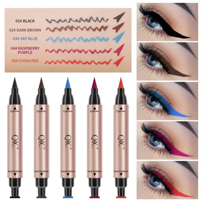 

2 In1 Color Stamp Eyeliner Double-headed Eyeliner Liquid Pen Waterproof Quick Dry Easy To Wear Not Smudged Eyes Cosmetics Makeup