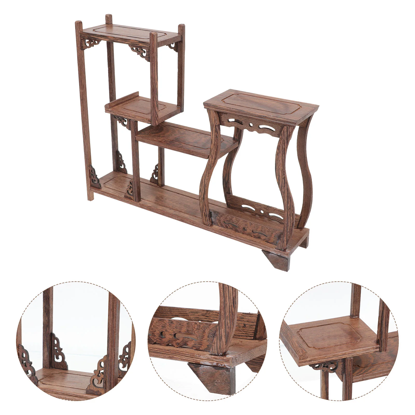 

Antique Display Frame Wooden Antique Display Shelf Curio Tea Pot Storage Shelf