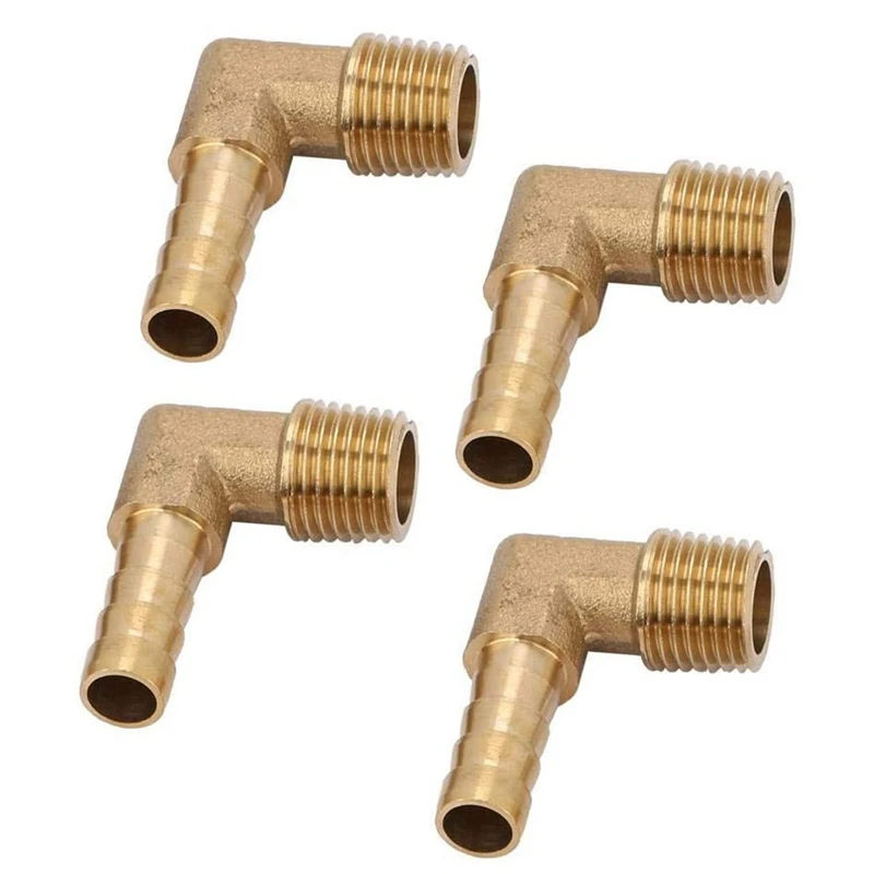 

4 PCS Hose Barb Brass Male Elbow Hose Tail Barb Fitting Hose Fitting Adapter G1/4 Inch