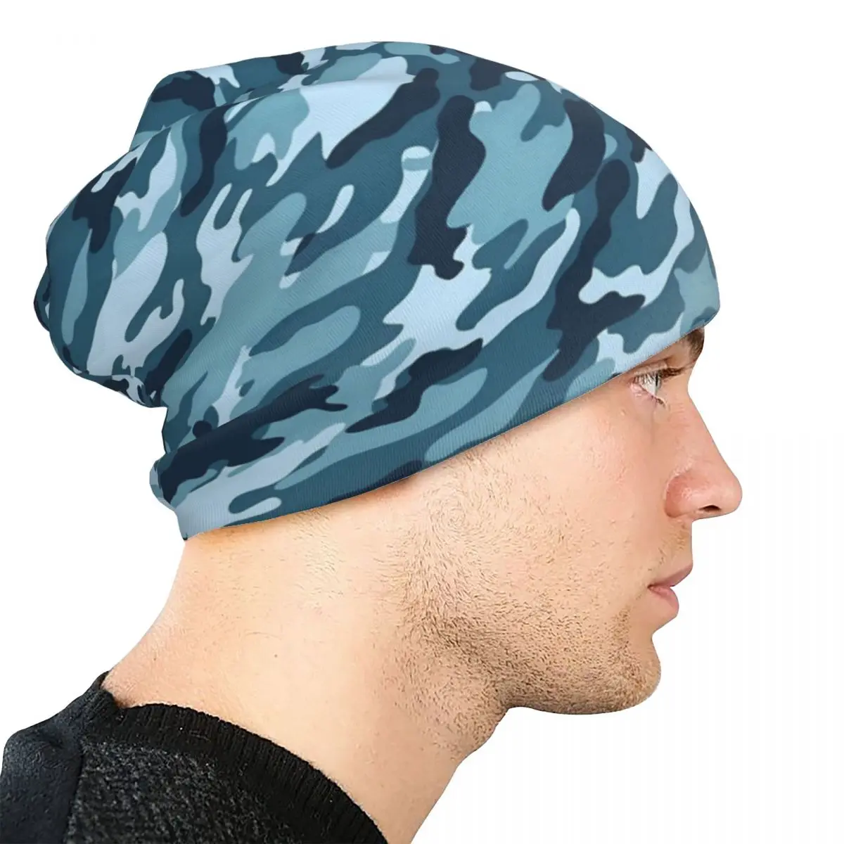 Синие камуфляжные шапки с камуфляжным принтом вязаная шапка для мужчин и женщин