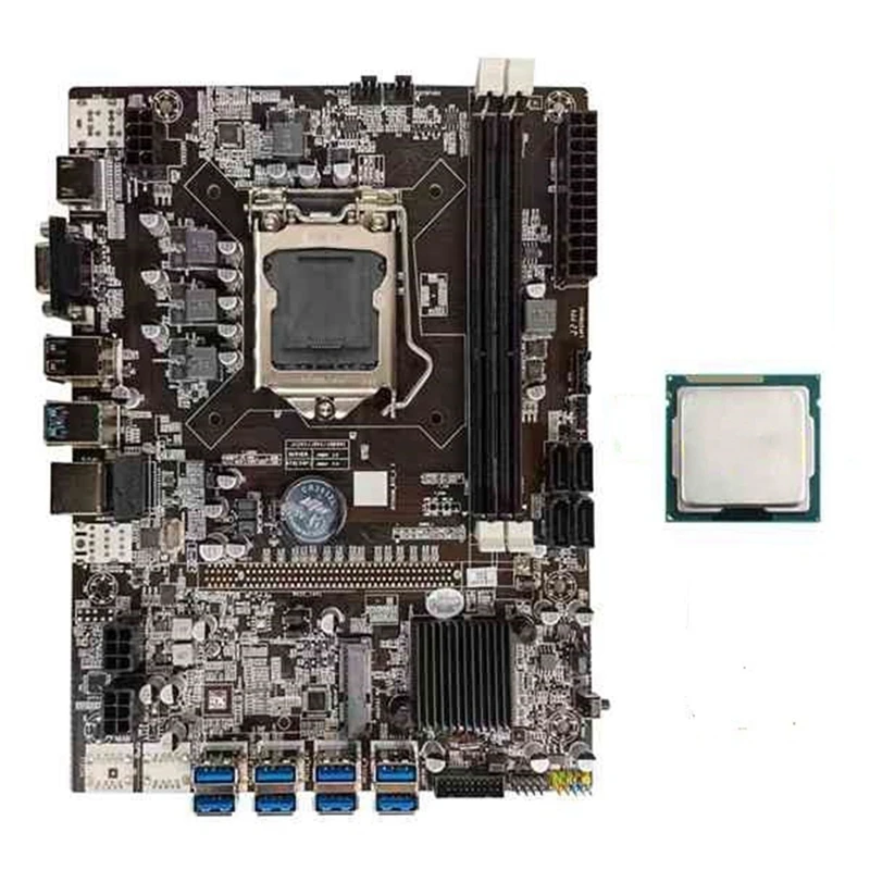 

Материнская плата B75 для майнинга, ЦП с памятью DDR3 LGA1155 8 GPU, графическая карта для майнинга биткойнов BTC ETH GPU
