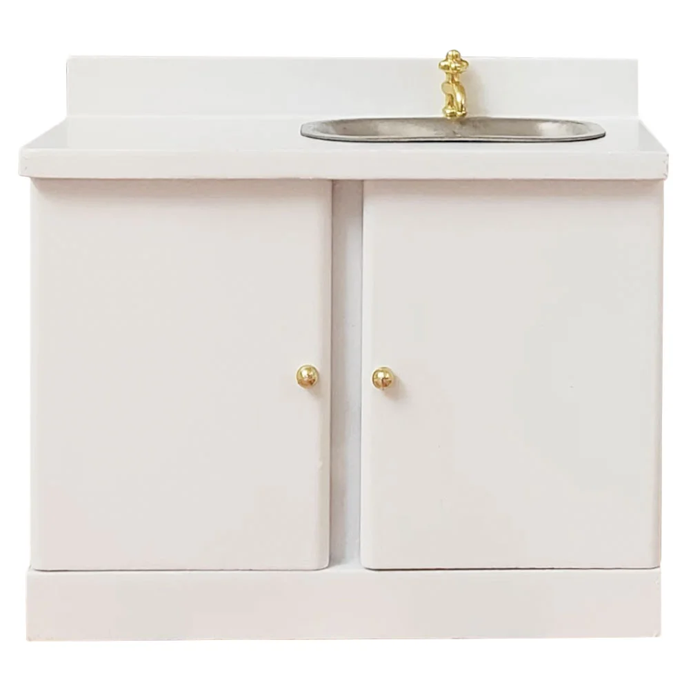 

Accessories Dollhouse Cupboard Micro Scene White Furniture 1/12 Scale Sink Counter Wooden Mini