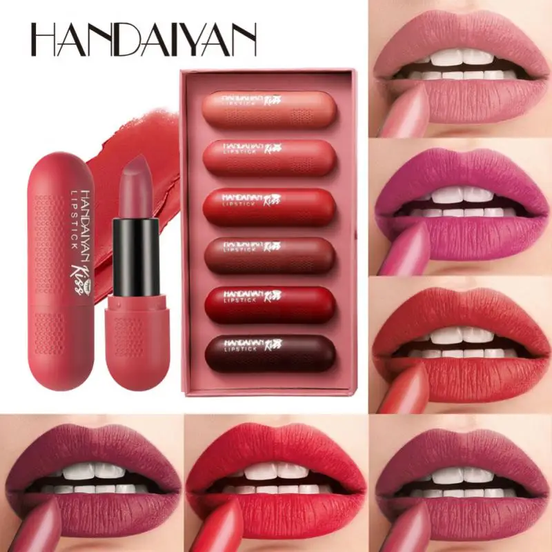 

Waterproof Lipstick Moisturizing Non-stick Cup Creative Lipstick Set 6pcs Set Lip Gloss Beauty Cosmetics Lipstick Gift Set