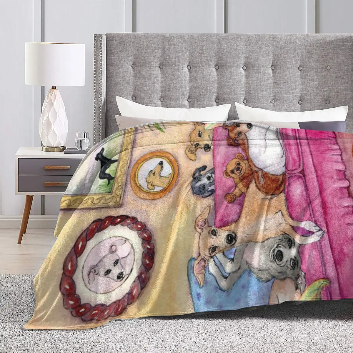 Greyhound And Whippet Dogs Claim Диван в собственном виде ультрамягкого микрофлисового одеяла