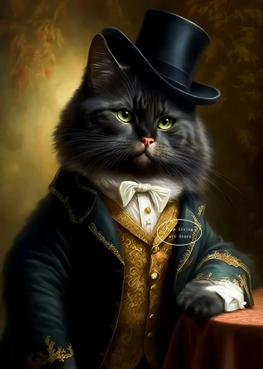 

Постер "Возрождение европейский аристократ чёрная кошка белая кошка пиво" на холсте