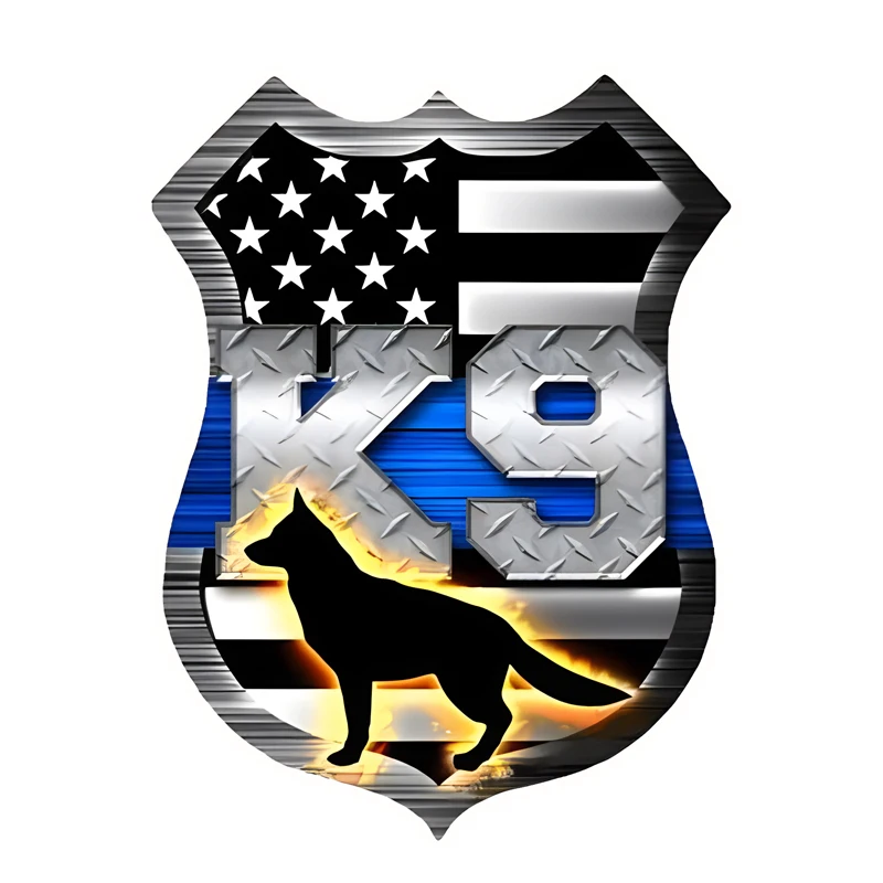 Фото GS28 #5x3,7 дюймов тонкая синяя линия немецкой овчарки K9 Защитная Наклейка Автомобильные наклейки, устойчивые к атмосферным воздействиям виниловые наклейки для окон, №1