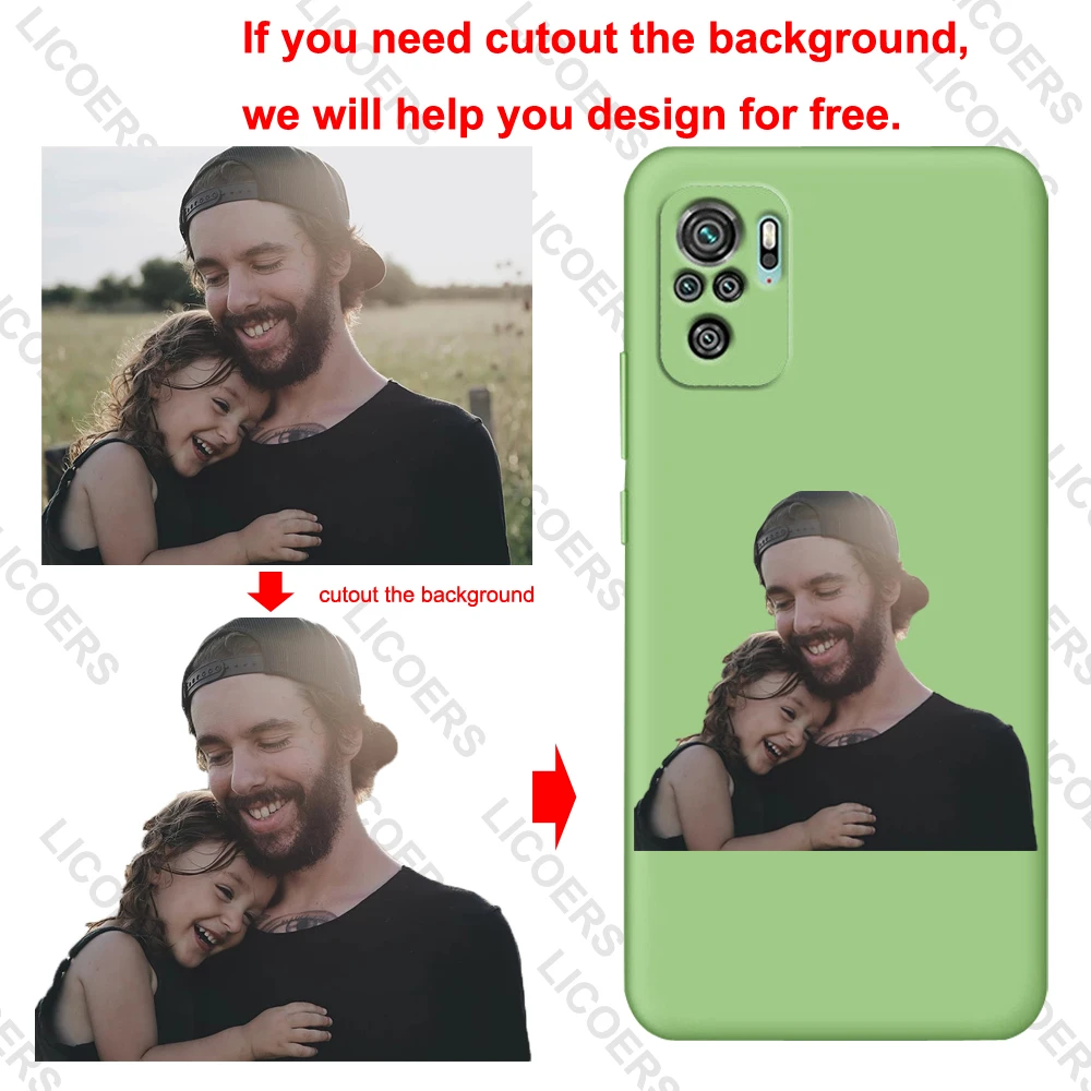 diy phone case for xiaomi poco x4 m4 pro mi 12 11 lite ne 10t 10 redmi note 9 9t 10s custom logo name photo liquid silicon cover free global shipping