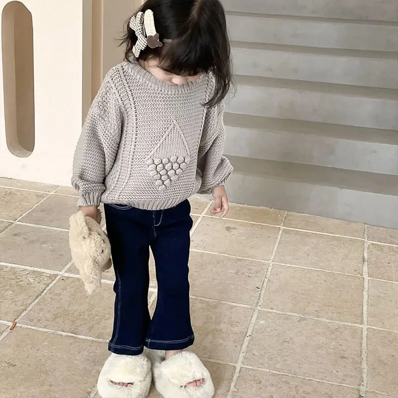 Girls' Autumn Clothing Suits 2022 New Pullover Long Sleeve Sweater Baby Girl Sweater Spring and Autumn Two Piece Set