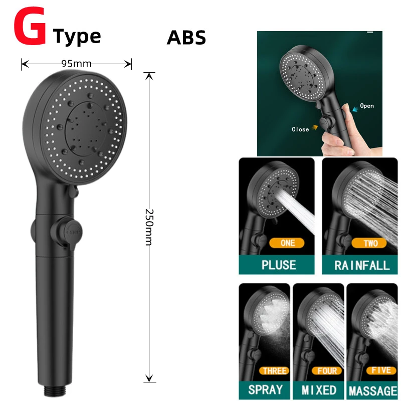 Ручная насадка для душа водосберегающая черная Дождевого ванной комнаты аэратор